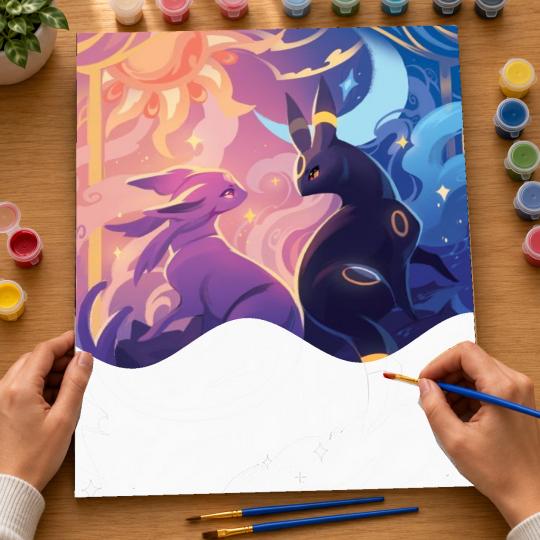 PAINT BY NUMBERS Paintings to Paint - Pokemon Umbreon and Espeon 40x50 cm, photo 6