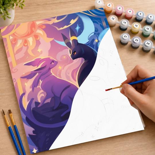 PAINT BY NUMBERS Paintings to Paint - Pokemon Umbreon and Espeon 40x50 cm, photo 7