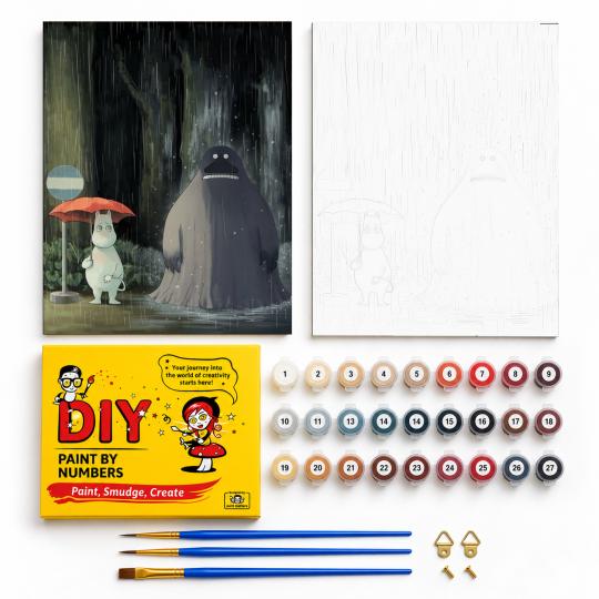 PAINT BY NUMBERS WITH FRAME Paintings to Paint - Moomin and the Groke 40x50 cm, photo 2