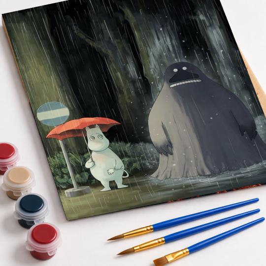 PAINT BY NUMBERS WITH FRAME Paintings to Paint - Moomin and the Groke 40x50 cm, photo 4