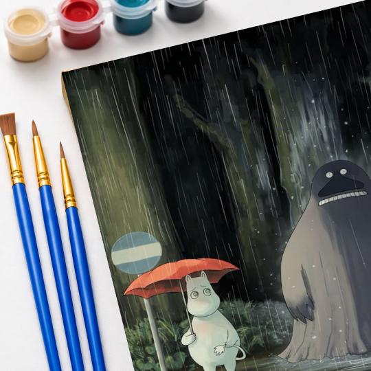 PAINT BY NUMBERS WITH FRAME Paintings to Paint - Moomin and the Groke 40x50 cm, photo 5