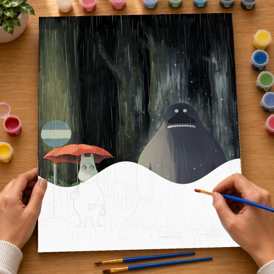 PAINT BY NUMBERS WITH FRAME Paintings to Paint - Moomin and the Groke 40x50 cm, photo 6