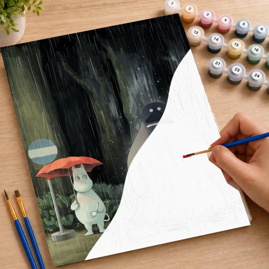 PAINT BY NUMBERS WITH FRAME Paintings to Paint - Moomin and the Groke 40x50 cm, photo 7
