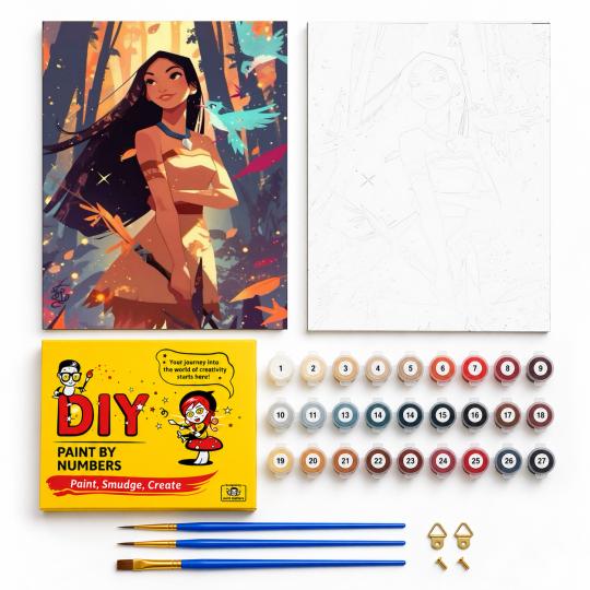 PAINT BY NUMBERS WITH FRAME Paintings to Paint - Disney Pocahontas 40x50 cm, photo 2