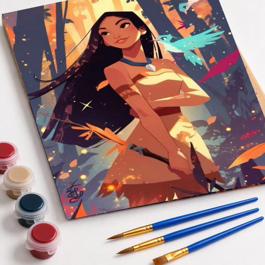 PAINT BY NUMBERS WITH FRAME Paintings to Paint - Disney Pocahontas 40x50 cm, photo 4