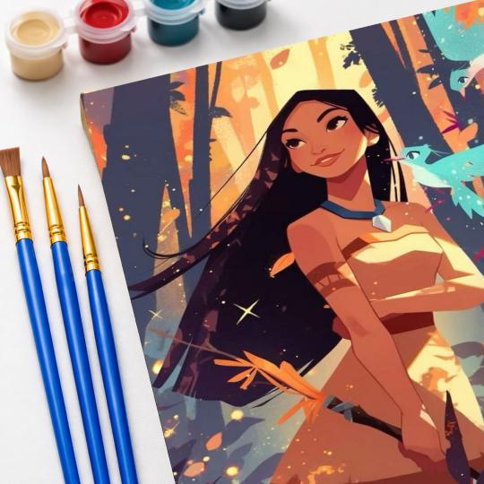 PAINT BY NUMBERS WITH FRAME Paintings to Paint - Disney Pocahontas 40x50 cm, photo 5
