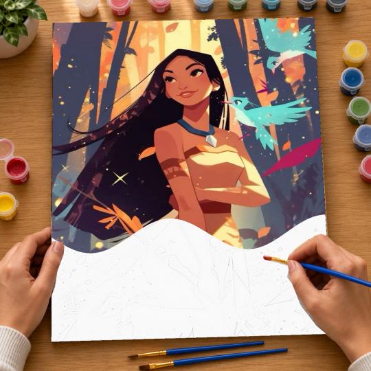 PAINT BY NUMBERS WITH FRAME Paintings to Paint - Disney Pocahontas 40x50 cm, photo 6