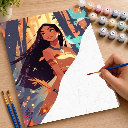 PAINT BY NUMBERS WITH FRAME Paintings to Paint - Disney Pocahontas 40x50 cm, photo 7