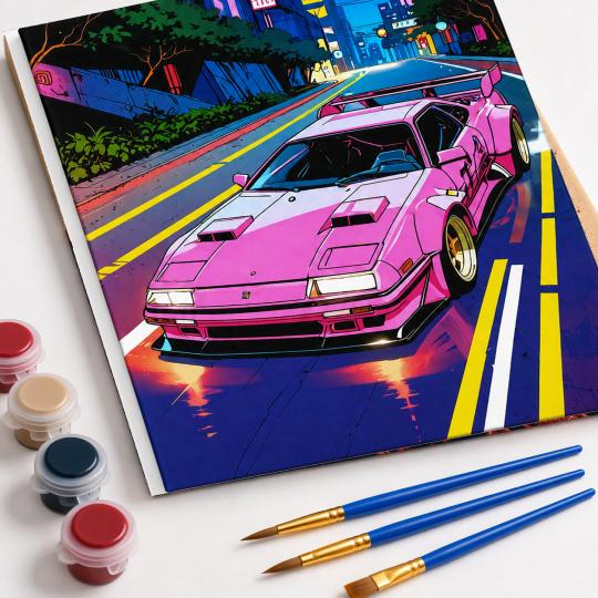 MALOWANIE PO NUMERACH Obrazy do malowania Neonowa Przejażdżka 40x50 cm, zdjęcie 4