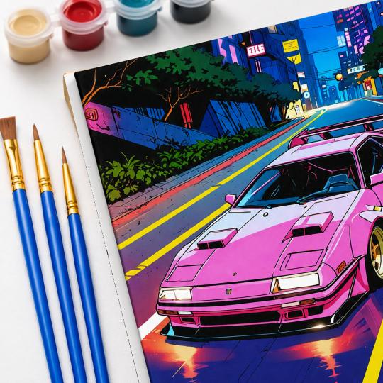 MALOWANIE PO NUMERACH Obrazy do malowania Neonowa Przejażdżka 40x50 cm, zdjęcie 5