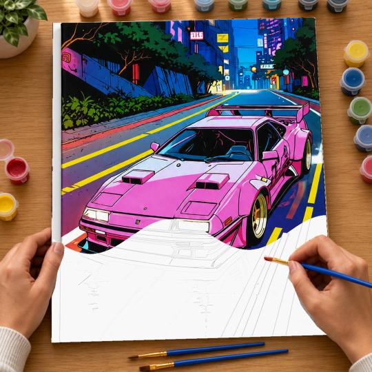 MALOWANIE PO NUMERACH Obrazy do malowania Neonowa Przejażdżka 40x50 cm, zdjęcie 6