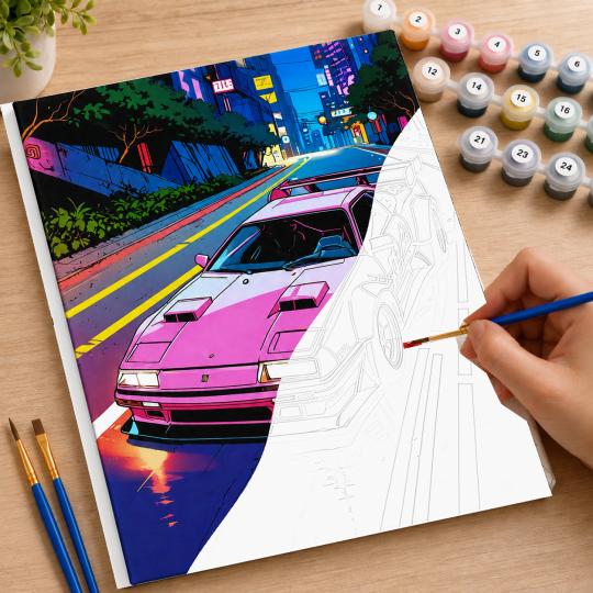 MALOWANIE PO NUMERACH Obrazy do malowania Neonowa Przejażdżka 40x50 cm, zdjęcie 7