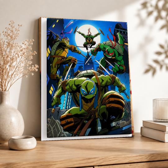 PAINT BY NUMBERS WITH FRAME Paintings to Paint - Teenage Mutant Ninja Turtles in Action 40x50 cm, photo 8