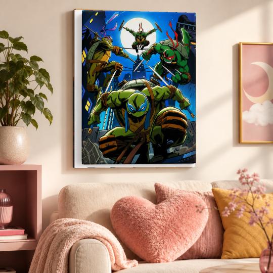 PAINT BY NUMBERS WITH FRAME Paintings to Paint - Teenage Mutant Ninja Turtles in Action 40x50 cm, photo 9