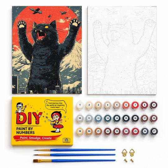 PAINT BY NUMBERS WITH FRAME Paintings to Paint - Godzilla Cat 40x50 cm, photo 2