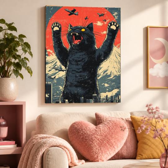 PAINT BY NUMBERS WITH FRAME Paintings to Paint - Godzilla Cat 40x50 cm, photo 9