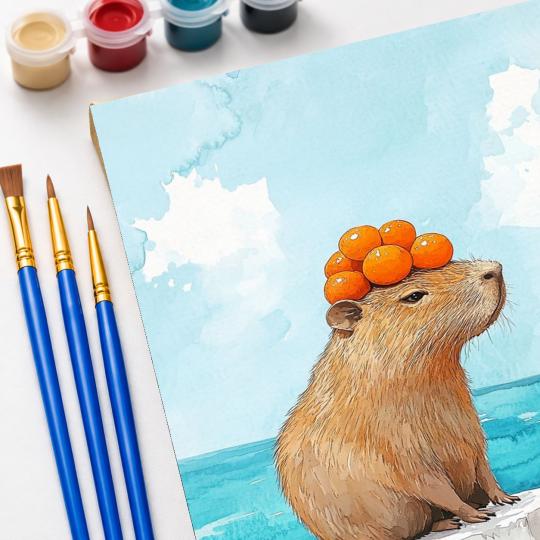 PAINT BY NUMBERS Paintings to Paint - Capybara with Oranges 40x50 cm, photo 5