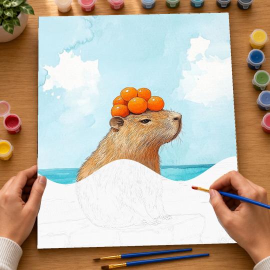 PAINT BY NUMBERS Paintings to Paint - Capybara with Oranges 40x50 cm, photo 6
