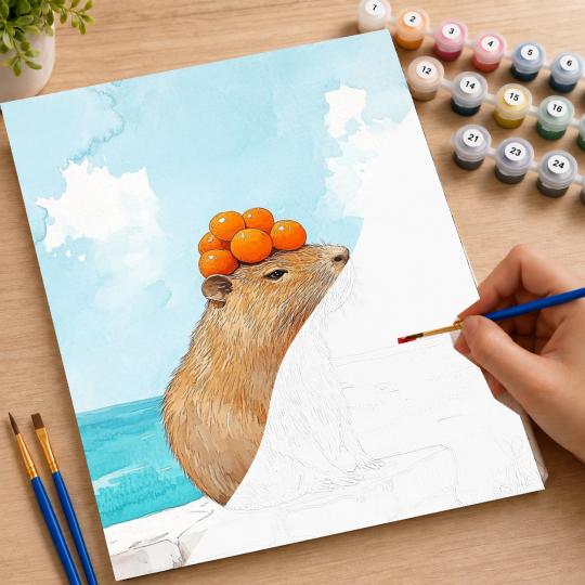 PAINT BY NUMBERS Paintings to Paint - Capybara with Oranges 40x50 cm, photo 7
