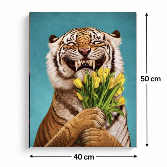 PAINT BY NUMBERS WITH FRAME Paintings to Paint - Tiger with Flowers 40x50 cm, photo 3