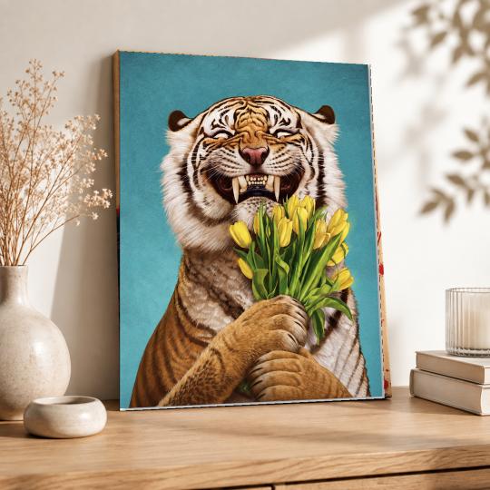 PAINT BY NUMBERS WITH FRAME Paintings to Paint - Tiger with Flowers 40x50 cm, photo 8