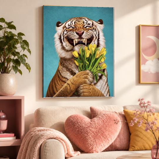 PAINT BY NUMBERS WITH FRAME Paintings to Paint - Tiger with Flowers 40x50 cm, photo 9
