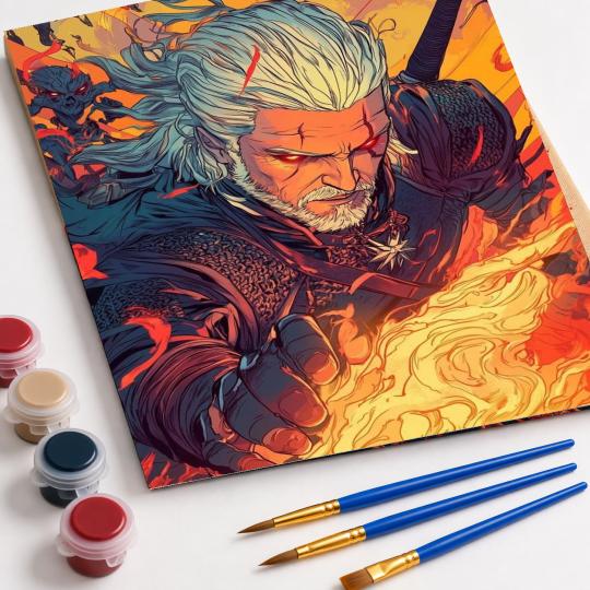 PAINT BY NUMBERS Paintings to Paint - The Witcher - Geralt's Igni 40x50 cm, photo 4