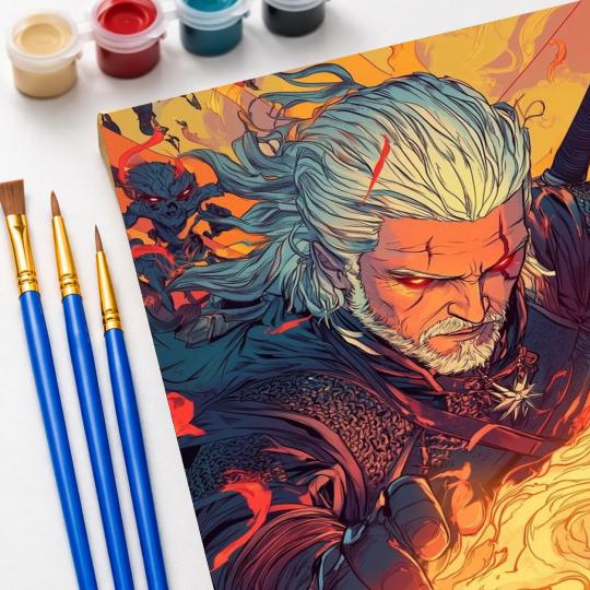 PAINT BY NUMBERS Paintings to Paint - The Witcher - Geralt's Igni 40x50 cm, photo 5