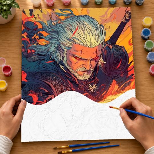 PAINT BY NUMBERS Paintings to Paint - The Witcher - Geralt's Igni 40x50 cm, photo 6