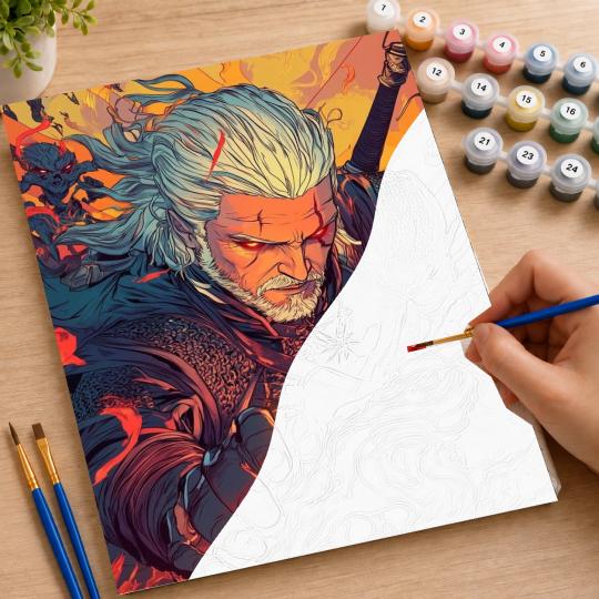 PAINT BY NUMBERS Paintings to Paint - The Witcher - Geralt's Igni 40x50 cm, photo 7