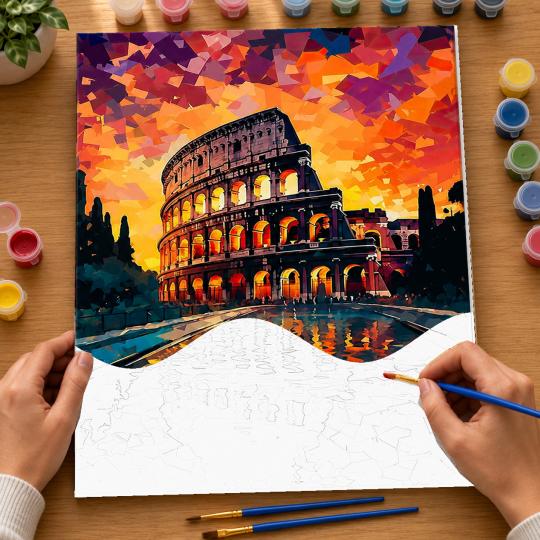 MALOWANIE PO NUMERACH Z RAMĄ Obrazy do malowania Koloseum Rzym 40x50 cm, zdjęcie 6