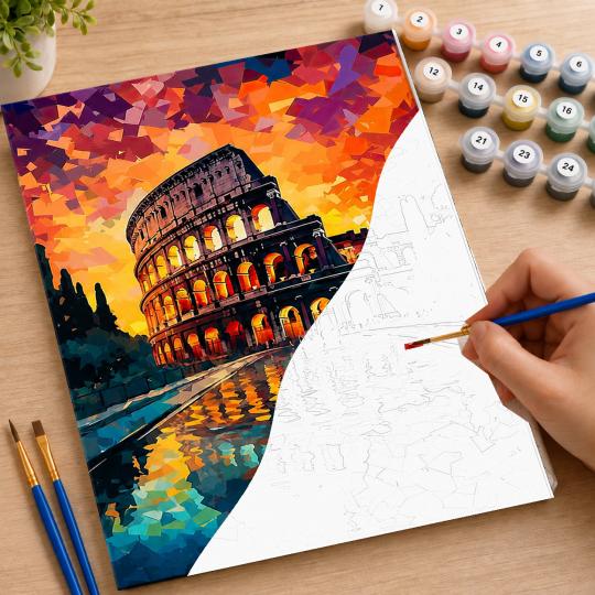 MALOWANIE PO NUMERACH Z RAMĄ Obrazy do malowania Koloseum Rzym 40x50 cm, zdjęcie 7