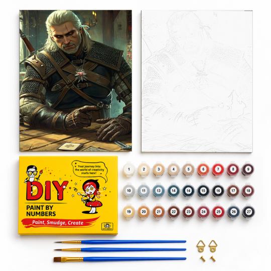 PAINT BY NUMBERS Paintings to Paint - The Witcher - Geralt Playing Gwent 40x50 cm, photo 2