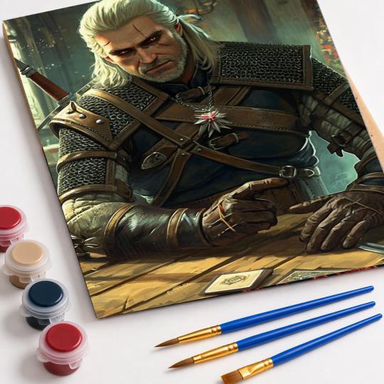 PAINT BY NUMBERS Paintings to Paint - The Witcher - Geralt Playing Gwent 40x50 cm, photo 4