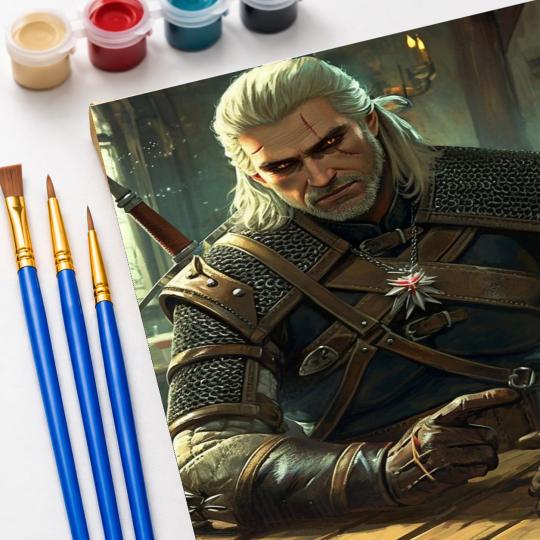PAINT BY NUMBERS Paintings to Paint - The Witcher - Geralt Playing Gwent 40x50 cm, photo 5