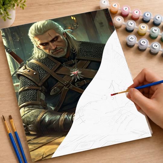 PAINT BY NUMBERS Paintings to Paint - The Witcher - Geralt Playing Gwent 40x50 cm, photo 7