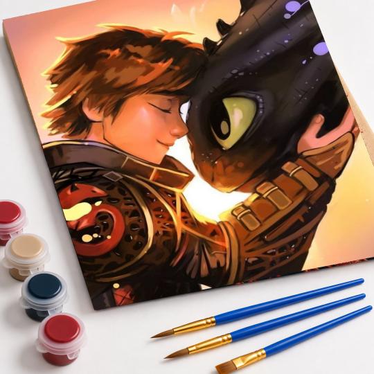 PAINT BY NUMBERS Paintings to Paint - Toothless and Hiccup 40x50 cm, photo 4