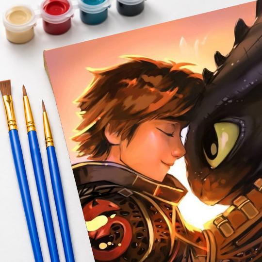 PAINT BY NUMBERS Paintings to Paint - Toothless and Hiccup 40x50 cm, photo 5