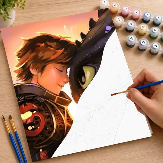 PAINT BY NUMBERS Paintings to Paint - Toothless and Hiccup 40x50 cm, photo 7