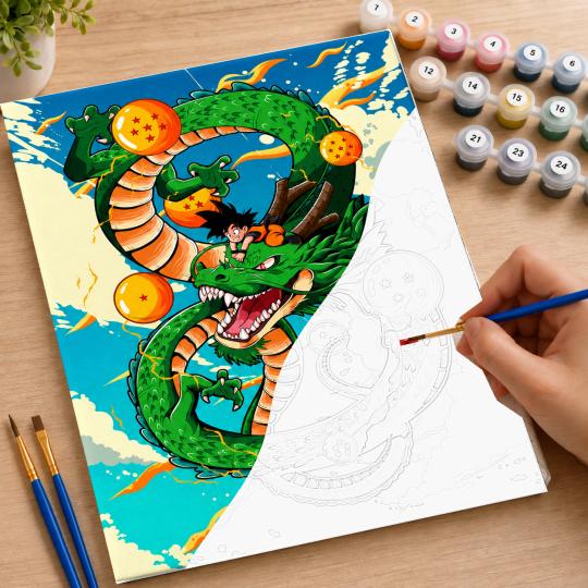 MALOWANIE PO NUMERACH Z RAMĄ Obrazy do malowania Dragon Ball 40x50 cm, zdjęcie 7