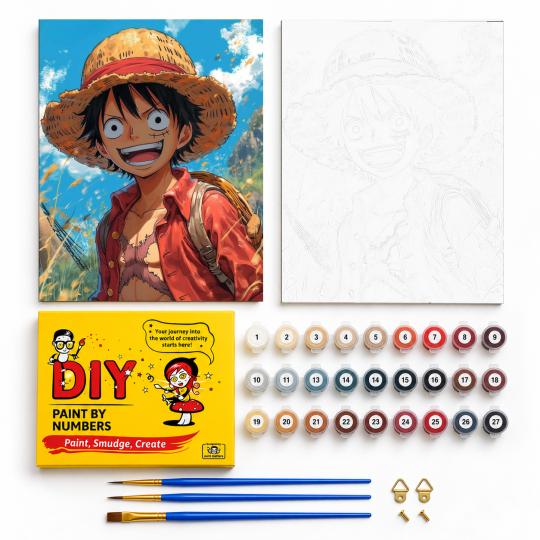 PAINT BY NUMBERS WITH FRAME Paintings to Paint - One Piece - Monkey D. Luffy 40x50 cm, photo 2