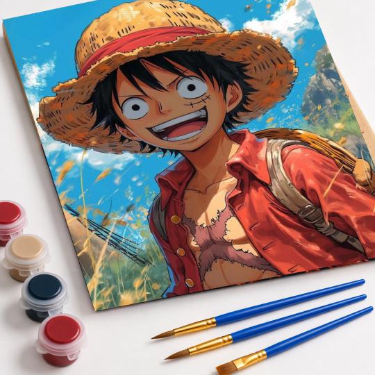 PAINT BY NUMBERS WITH FRAME Paintings to Paint - One Piece - Monkey D. Luffy 40x50 cm, photo 4