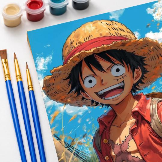 PAINT BY NUMBERS WITH FRAME Paintings to Paint - One Piece - Monkey D. Luffy 40x50 cm, photo 5