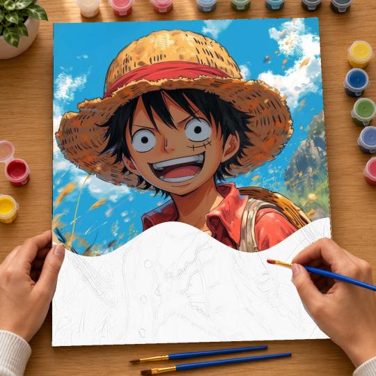PAINT BY NUMBERS WITH FRAME Paintings to Paint - One Piece - Monkey D. Luffy 40x50 cm, photo 6
