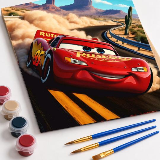 PAINT BY NUMBERS Paintings to Paint - Cars - Lightning McQueen 40x50 cm, photo 4