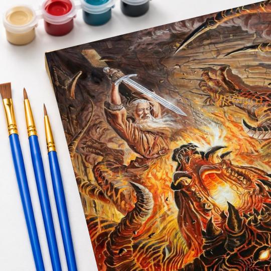 PAINT BY NUMBERS WITH FRAME Paintings to Paint - The Battle with the Balrog - The Lord of the Rings 40x50 cm, photo 5