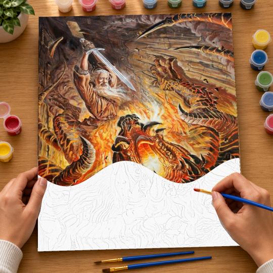 PAINT BY NUMBERS WITH FRAME Paintings to Paint - The Battle with the Balrog - The Lord of the Rings 40x50 cm, photo 6
