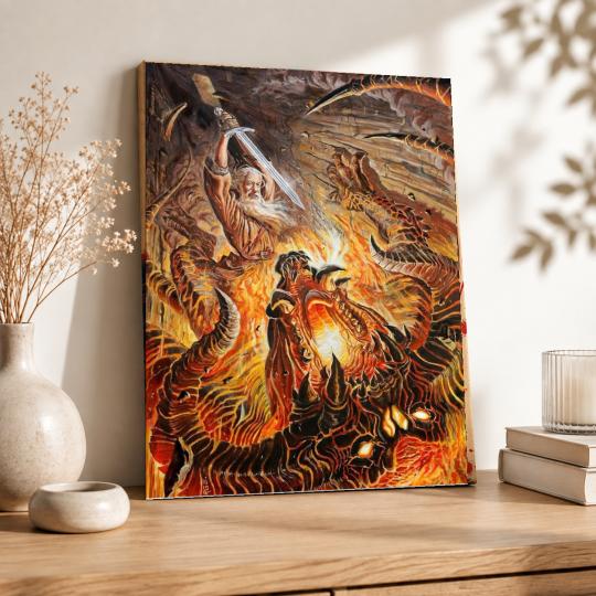 PAINT BY NUMBERS WITH FRAME Paintings to Paint - The Battle with the Balrog - The Lord of the Rings 40x50 cm, photo 8