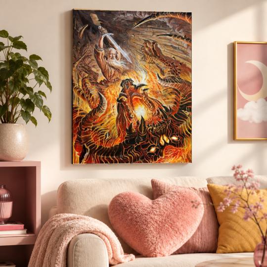 PAINT BY NUMBERS WITH FRAME Paintings to Paint - The Battle with the Balrog - The Lord of the Rings 40x50 cm, photo 9