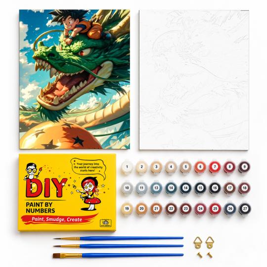 PAINT BY NUMBERS WITH FRAME Paintings to Paint - Goku in the Clouds 40x50 cm, photo 2